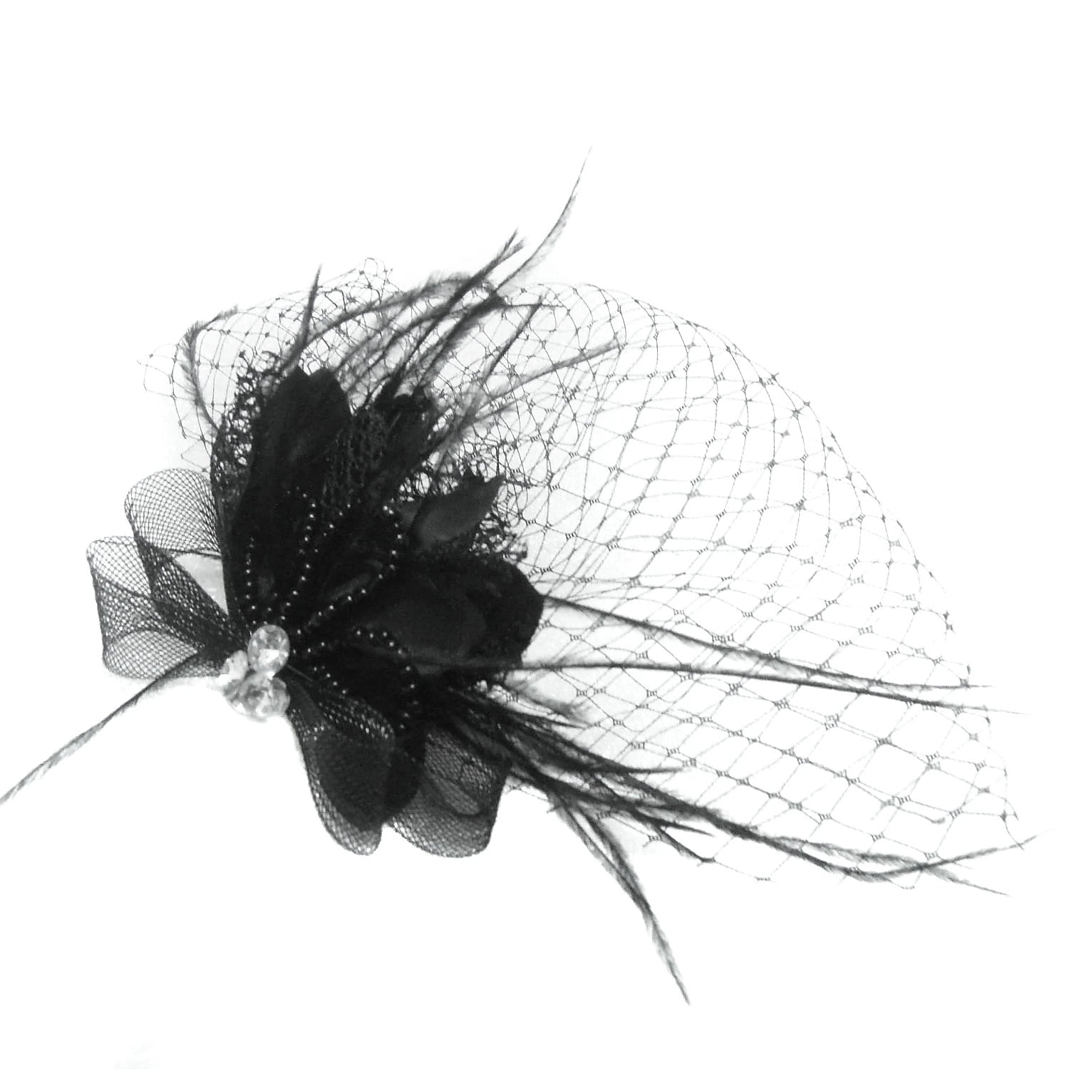 Wholesale Fascinators Kentucky Derby Hat Tulle / Crystal / Feather Crown Tiaras / Birdcage Veils with 1 Piece Wedding / Party / Evening Headpiece